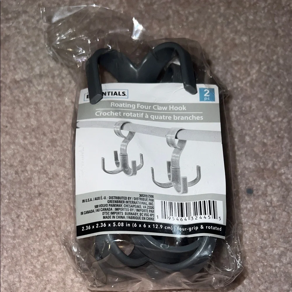 NIB 2pc Plastic Rotating Four Claw Clip for Closet Organization belts jewelry